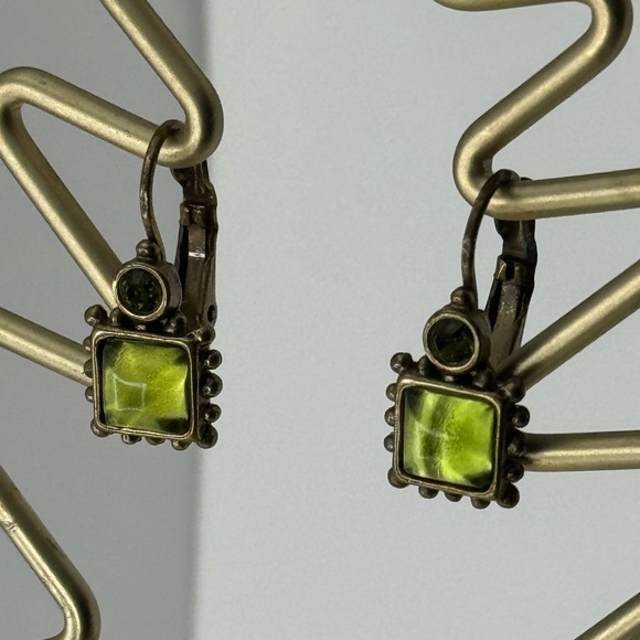 Myka Green Square Drop Earrings - Picture 2 of 7